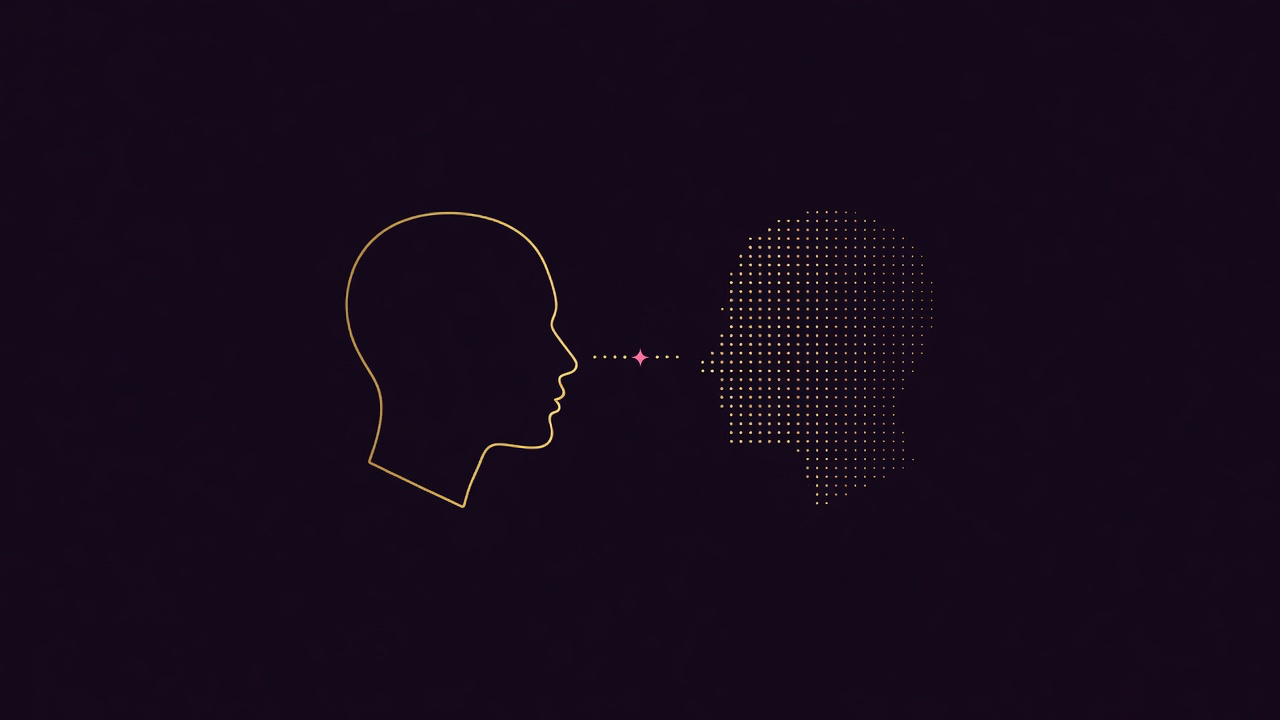 A gold line profile facing a dot-matrix profile, a dotted bridge between them